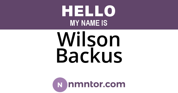 Wilson Backus