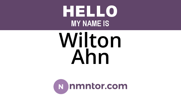 Wilton Ahn