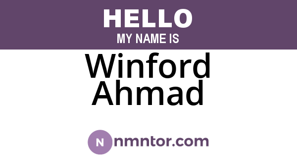 Winford Ahmad
