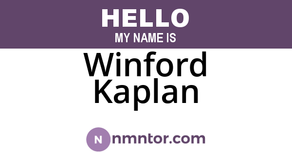 Winford Kaplan