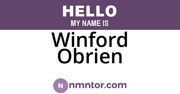 Winford Obrien