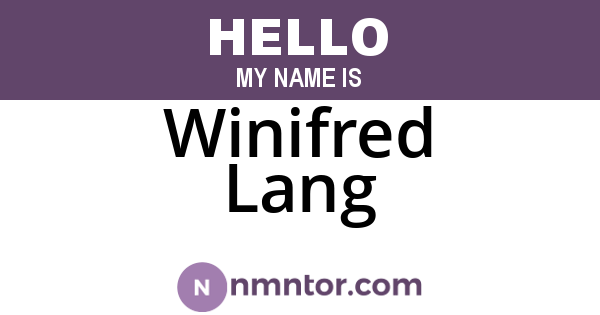 Winifred Lang