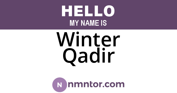 Winter Qadir
