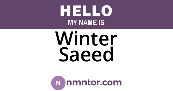 Winter Saeed