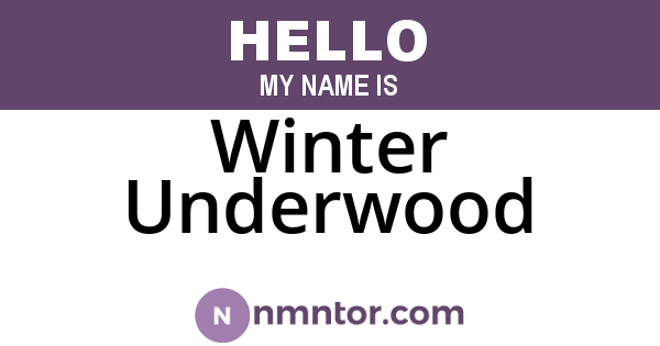 Winter Underwood