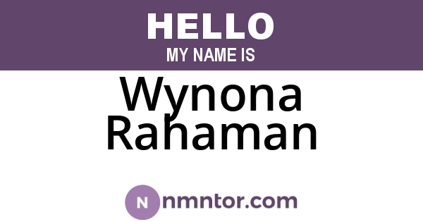 Wynona Rahaman