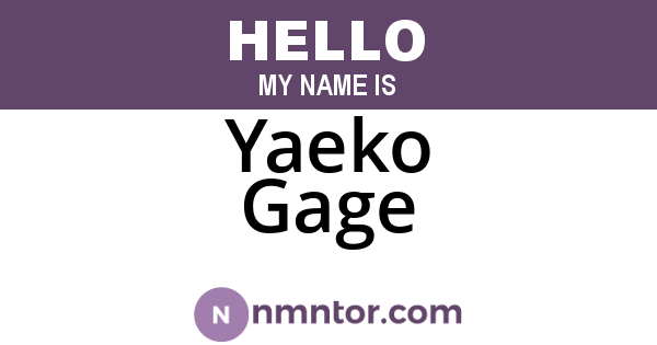 Yaeko Gage