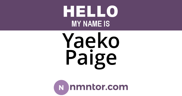 Yaeko Paige