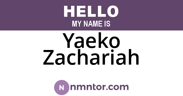 Yaeko Zachariah