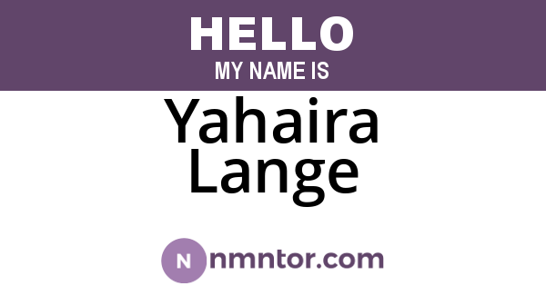 Yahaira Lange