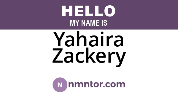 Yahaira Zackery