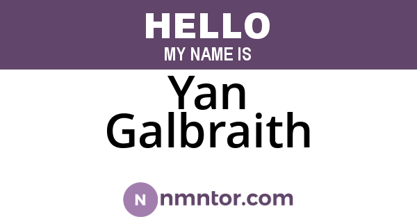 Yan Galbraith