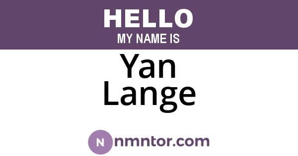 Yan Lange
