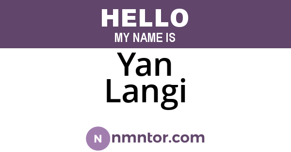 Yan Langi