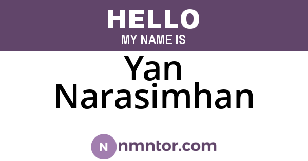 Yan Narasimhan