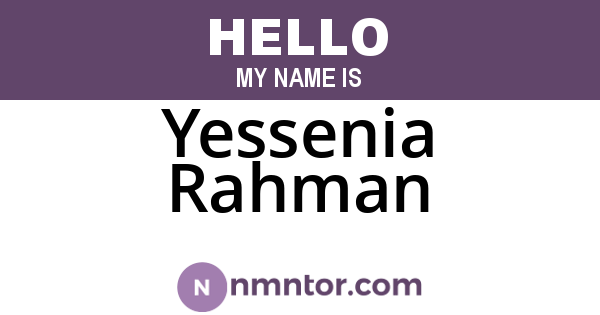 Yessenia Rahman