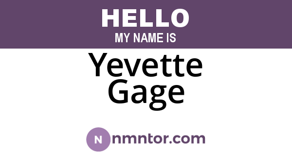 Yevette Gage