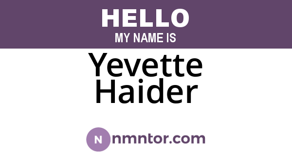 Yevette Haider