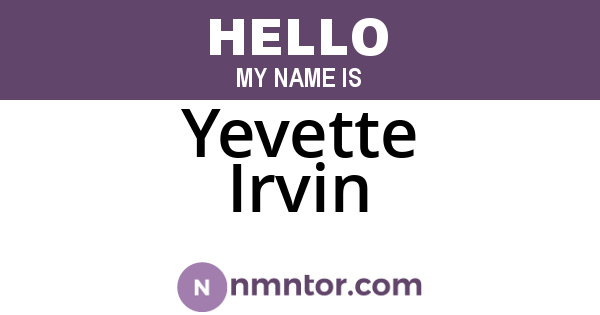 Yevette Irvin
