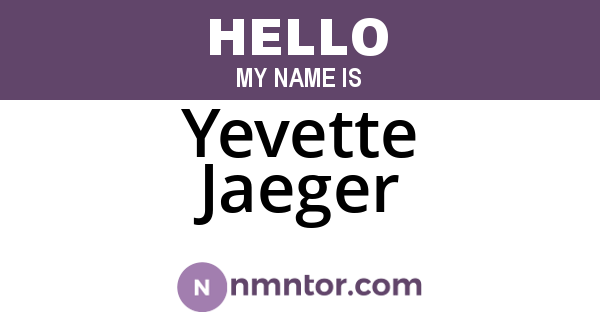 Yevette Jaeger