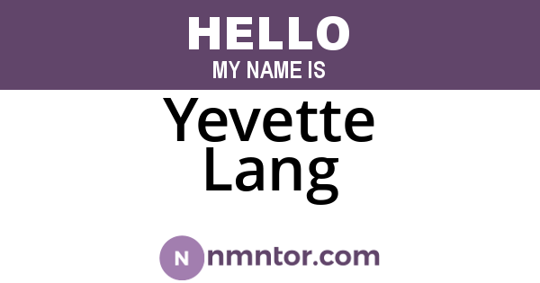 Yevette Lang