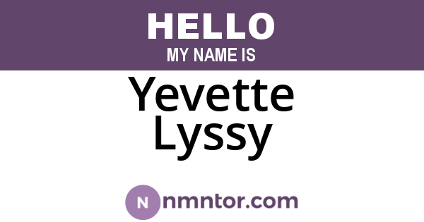 Yevette Lyssy