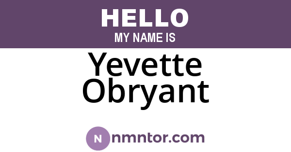 Yevette Obryant