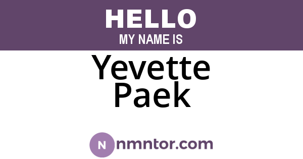 Yevette Paek