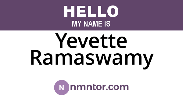 Yevette Ramaswamy