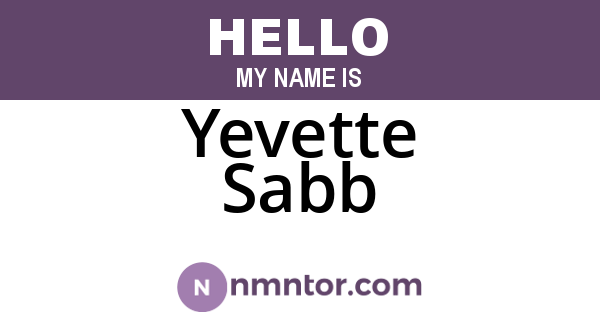 Yevette Sabb