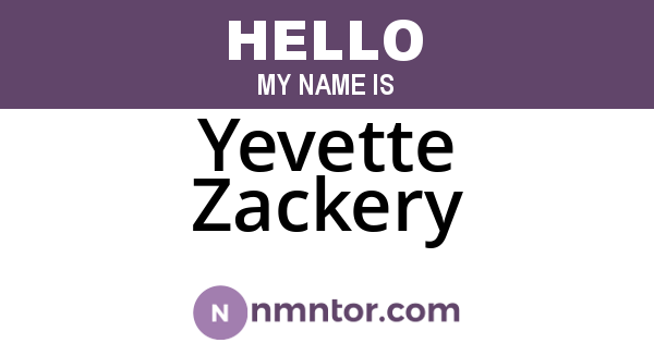 Yevette Zackery