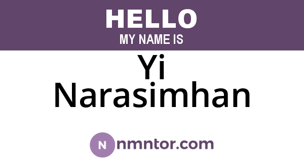 Yi Narasimhan