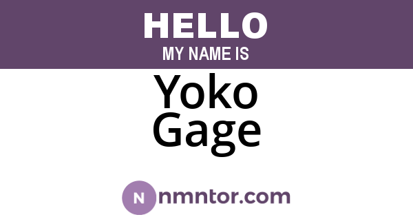 Yoko Gage