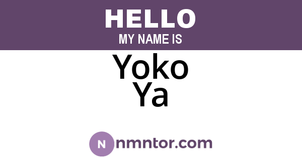 Yoko Ya