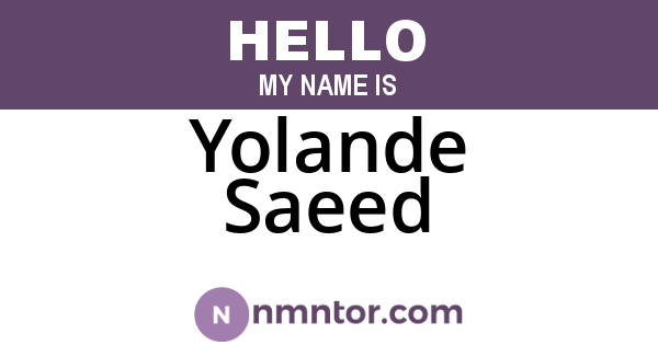 Yolande Saeed