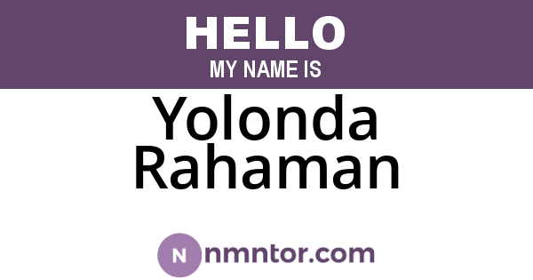 Yolonda Rahaman
