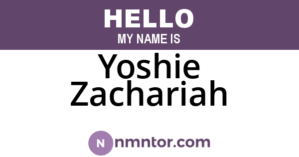 Yoshie Zachariah