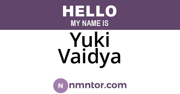 Yuki Vaidya