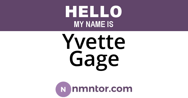 Yvette Gage