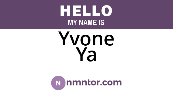 Yvone Ya