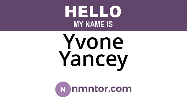 Yvone Yancey