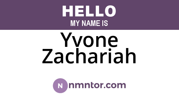 Yvone Zachariah