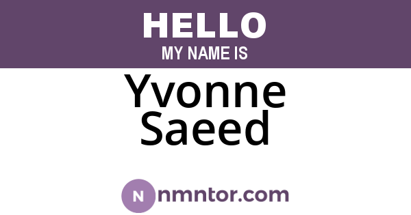 Yvonne Saeed