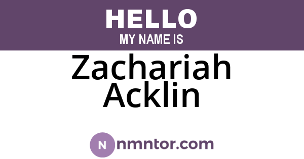 Zachariah Acklin