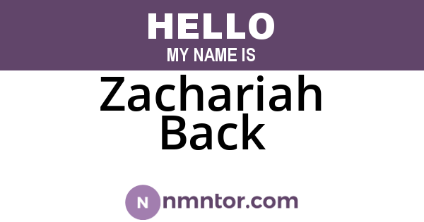 Zachariah Back