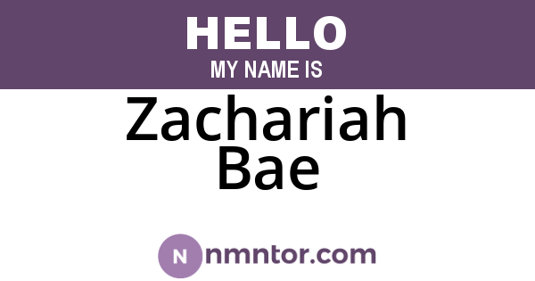 Zachariah Bae