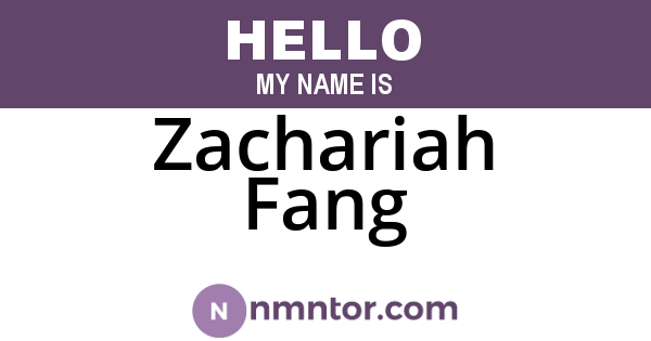 Zachariah Fang