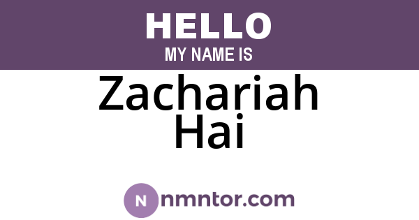 Zachariah Hai