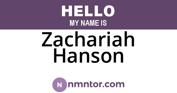 Zachariah Hanson