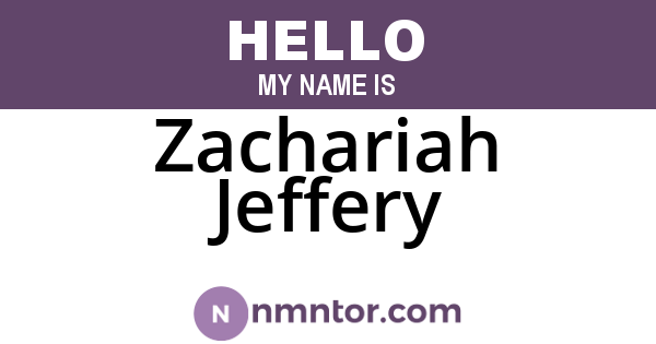Zachariah Jeffery